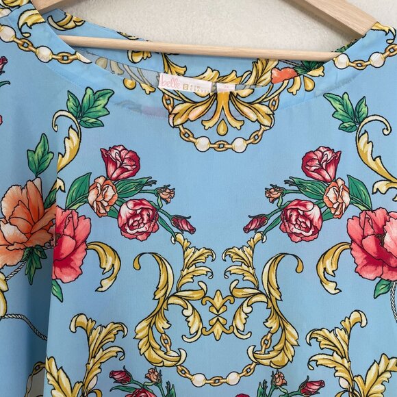 Belle Kim Gravel Womens Plus 3X Floral Chain Poncho Top Vibrant Multicolor Shirt - Picture 11 of 13